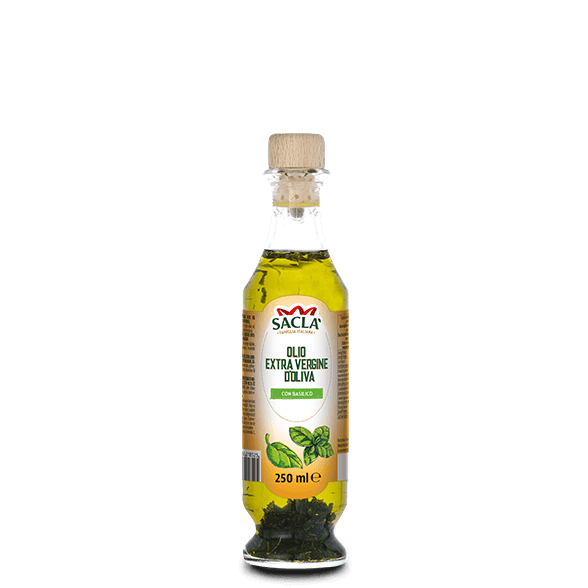 Extra virgin olive oil seasoning with basil
