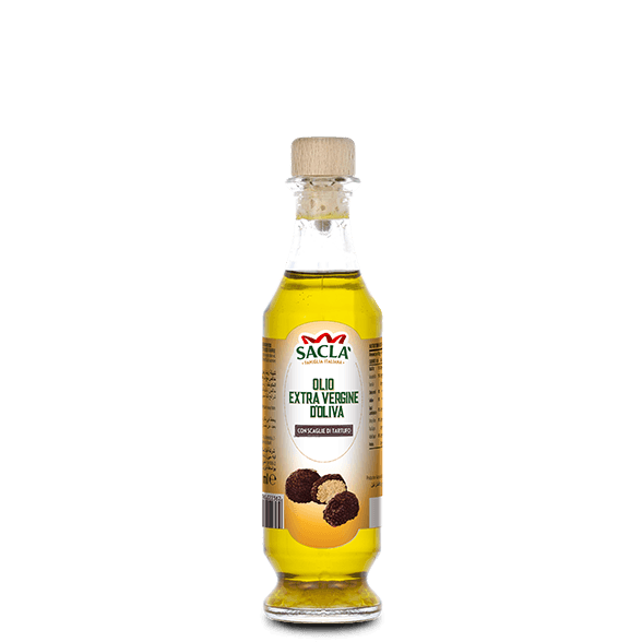 Extra virgin olive oil seasoning with black summer truffle
