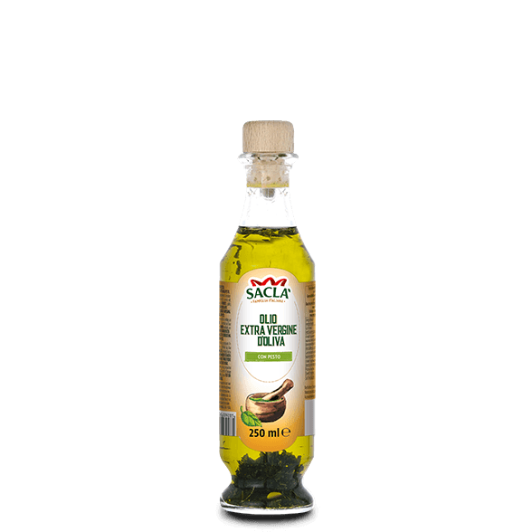 Extra virgin olive oil seasoning with pesto